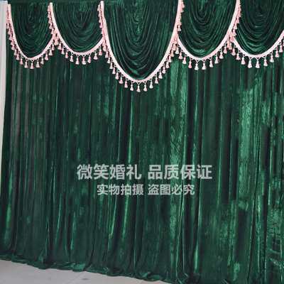 2018新款金丝绒婚庆道具背景纱幔大红布幔帷幔舞台背景结婚布幔