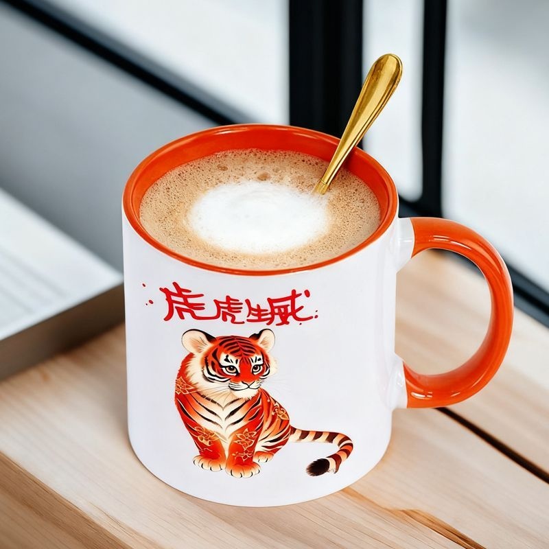 可爱卡通陶瓷马克杯喝水牛奶咖啡杯咖啡情侣十二生肖生日礼物水杯