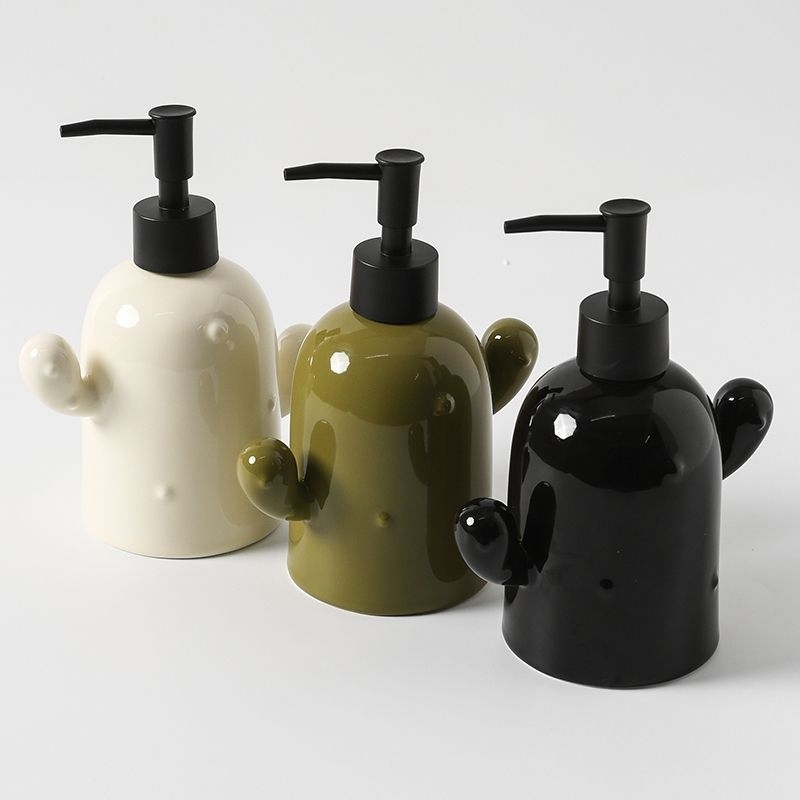 仙人掌洗手液瓶子按压酒店高档陶瓷洗发水洗洁精沐浴露瓶乳液空瓶