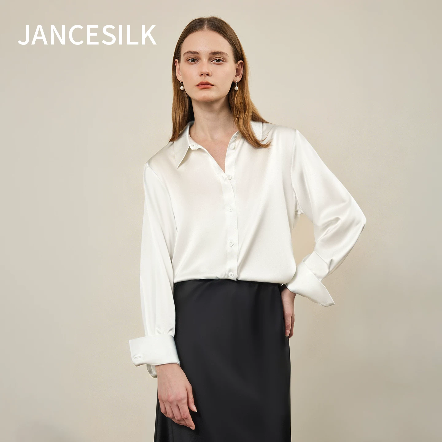 JANCESILK真丝衬衫女2026夏季新款桑蚕丝上衣长袖高级通勤可外穿