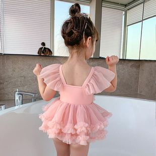 泳衣2023新款 女童夏季 连体泳衣纱裙吊带儿童宝宝公主甜美风泳裙潮