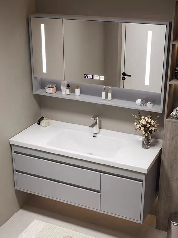 科咪兔实木浴室柜陶瓷一体盆洗脸盆柜组合卫生间智能洗漱台洗手盆