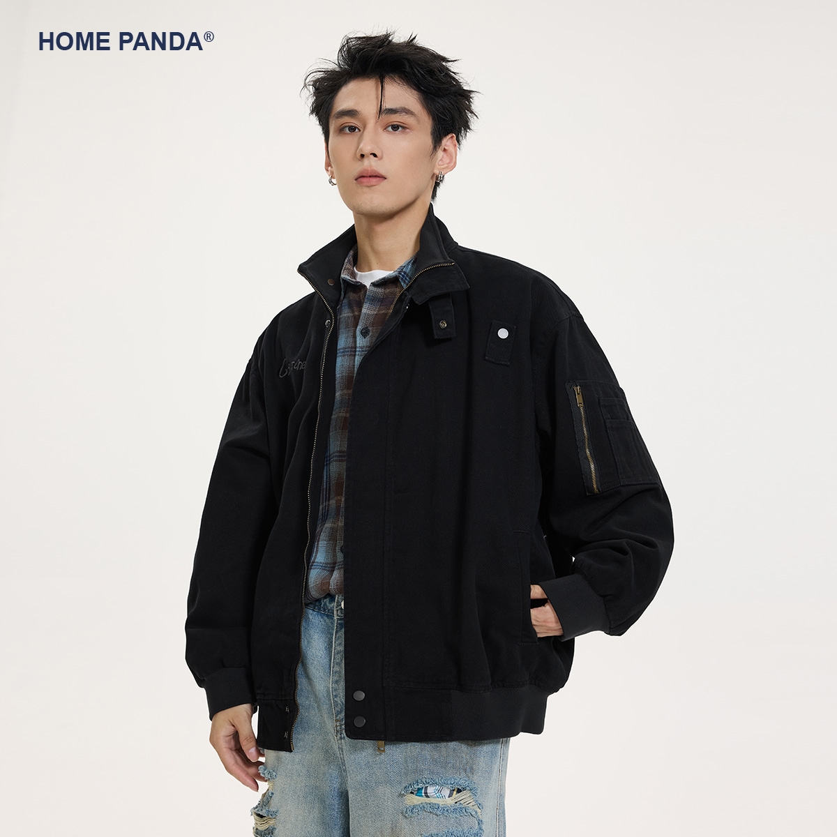 HomePanda美式潮牌工装立领夹克