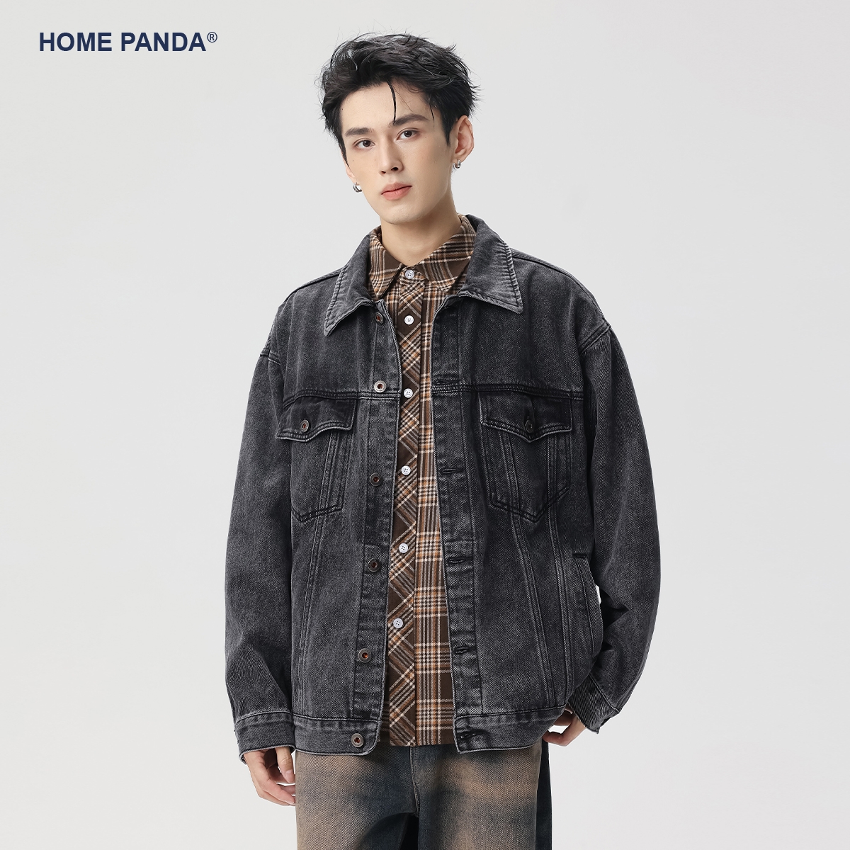 HomePanda美式复古工装牛仔外套