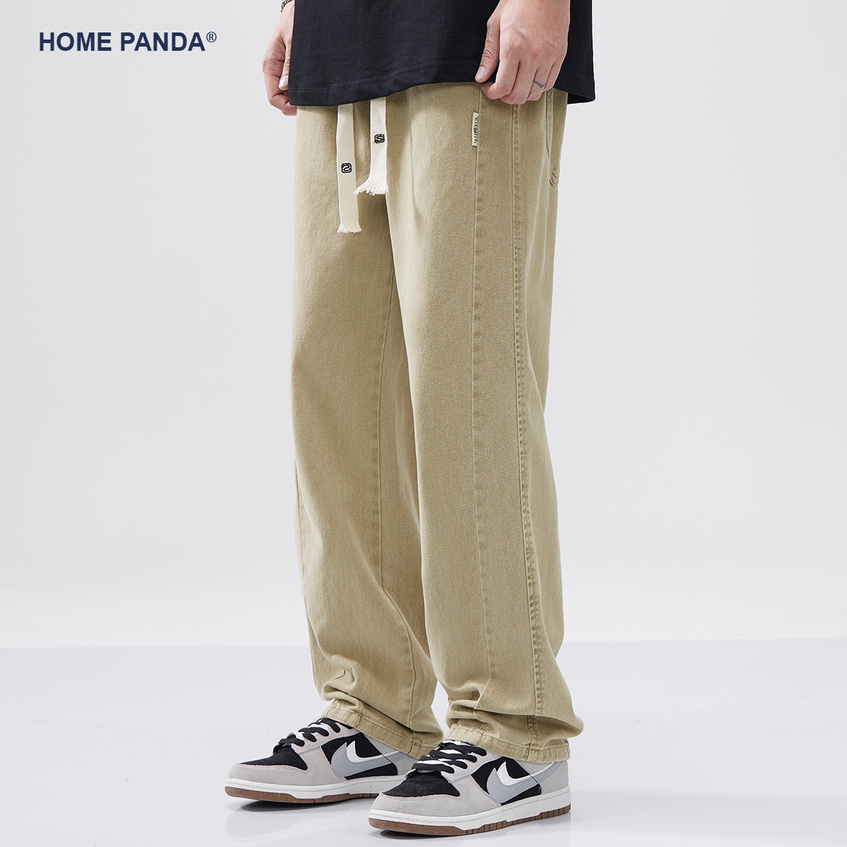HomePanda宽松直筒休闲裤男