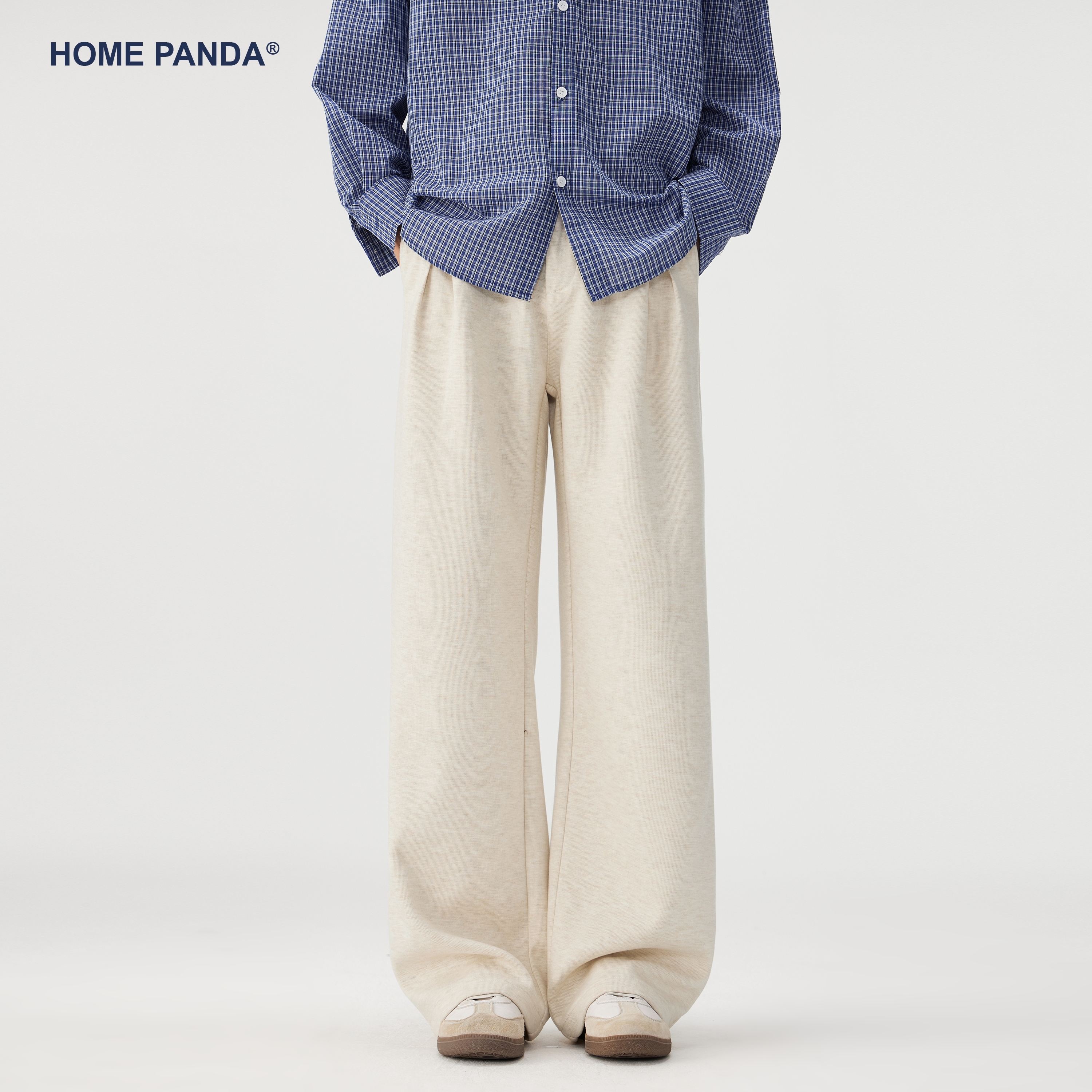 HomePanda褶皱直筒休闲裤男