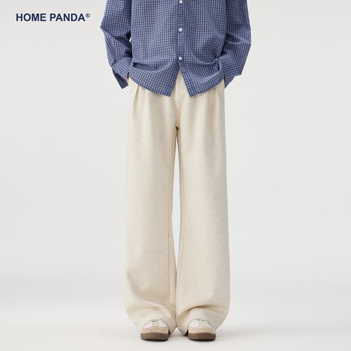 HomePanda褶皱直筒休闲裤男