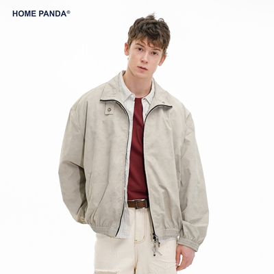 HomePanda哈灵顿立领外套男春秋季美式复古宽松短款休闲翻领夹克