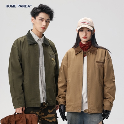 HomePanda美式复古底特律夹克男