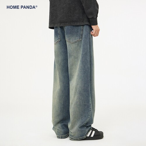 HomePanda美式复古高街牛仔裤男