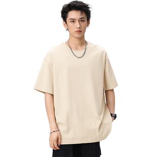 HomePanda三本针260g重磅夏季纯棉白色短袖t恤男美式潮牌半袖上衣