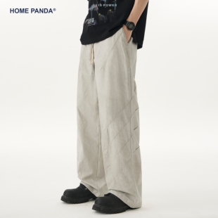 HomePanda美式复古休闲裤男春季设计感解构cleanfit宽松直筒裤子