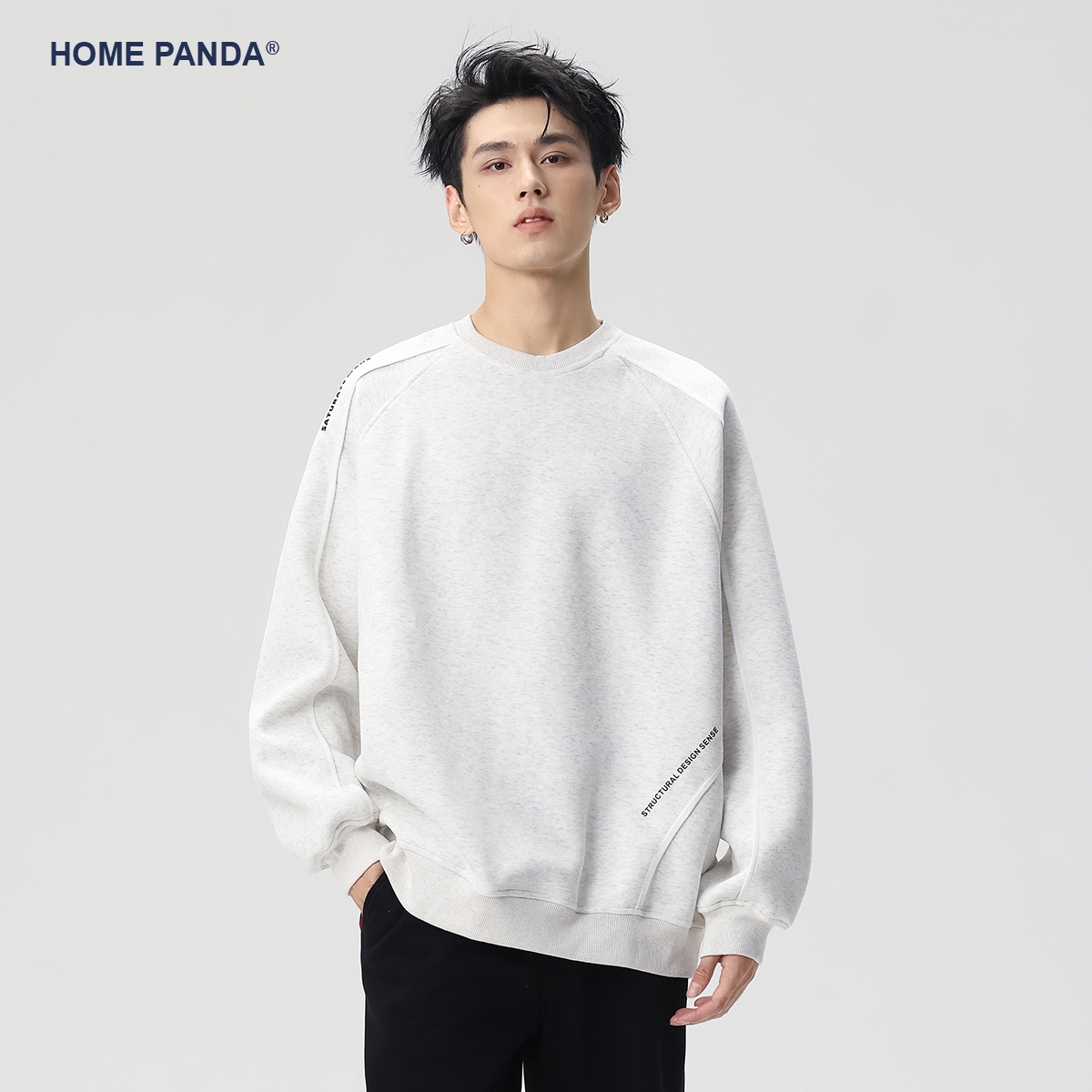 HomePanda重磅套头圆领卫衣男