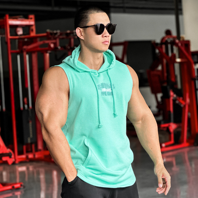 利剑健身连帽运动训练休闲无袖背心训练怪兽陈康康神同款运动T恤