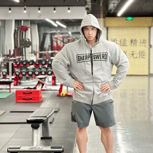 利剑连帽卫衣训练怪兽陈康康神同款连帽男女通用灰色长袖拉链外套