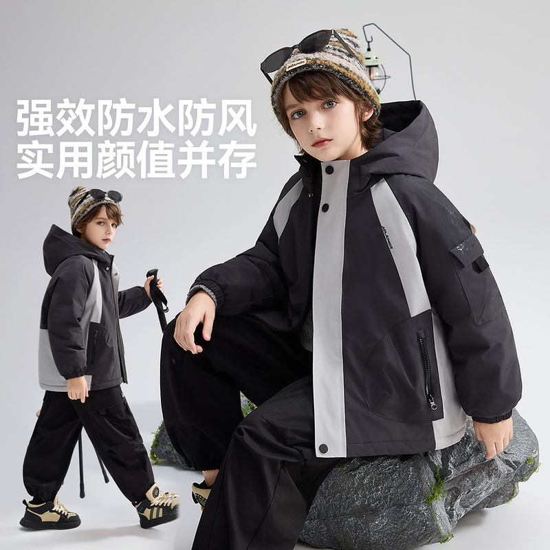 ASKjunior儿童外套2025秋季新款男童连帽百搭上衣中大童外衣