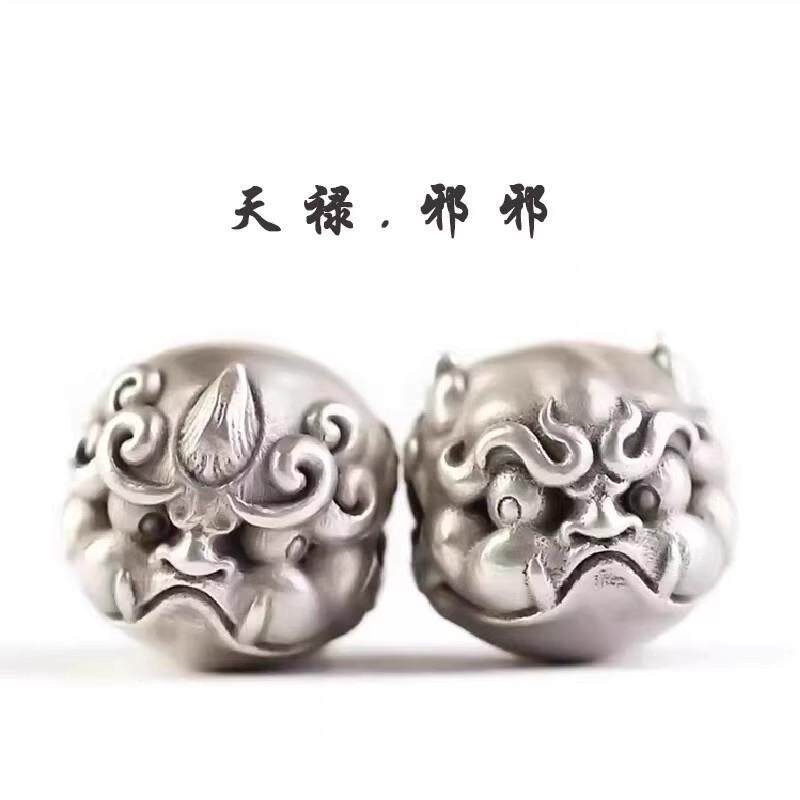 复古国潮925貔貅原创天禄圆珠可爱小兽手串项链女吊坠配饰情侣