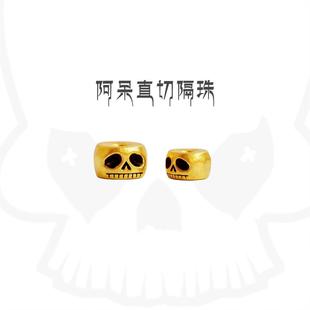 s925纯银镀金阿呆直切隔珠古法金色厚隔片尸陀林文玩配饰手串配件