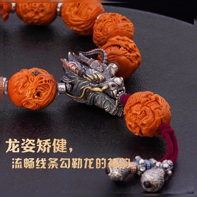 s925纯银藏风御龙三通文玩配饰佛头小金刚手串diy配件串珠银饰