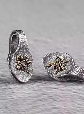 S925银莲花卡子侧挂藏式老卡子计数配件文玩星月菩提百香籽卡子