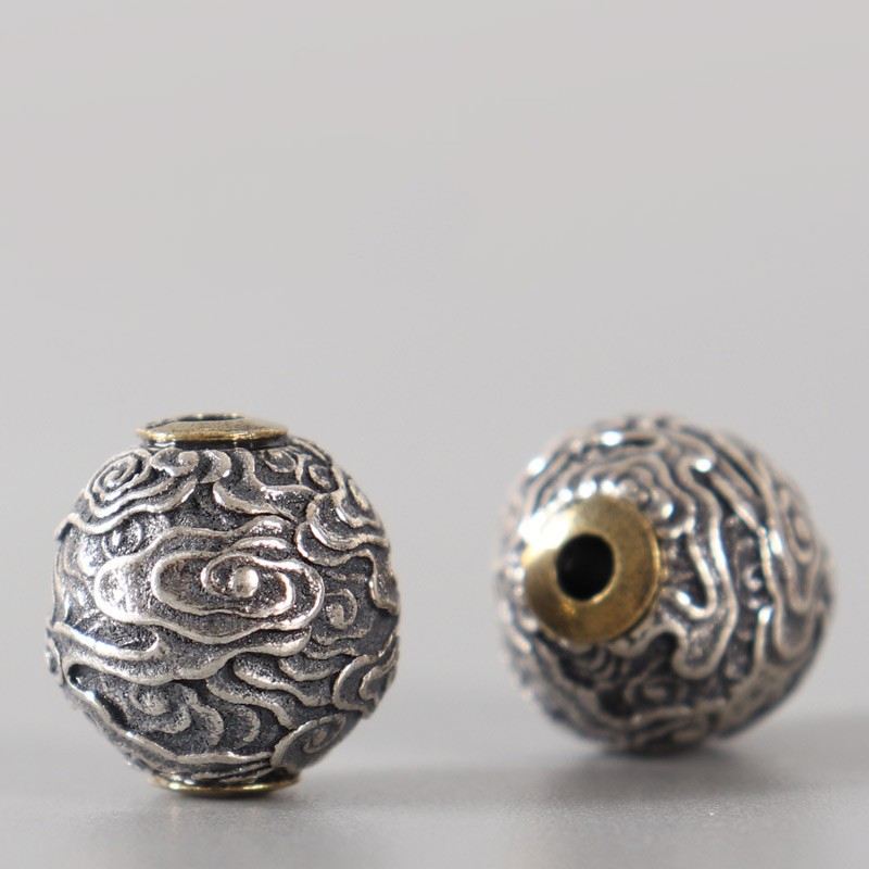 s925纯银腾云隔珠顶珠腰珠手串手持做旧工艺文玩配饰金刚菩提百香