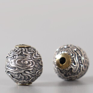 s925纯银腾云隔珠顶珠腰珠手串手持做旧工艺文玩配饰金刚菩提百香