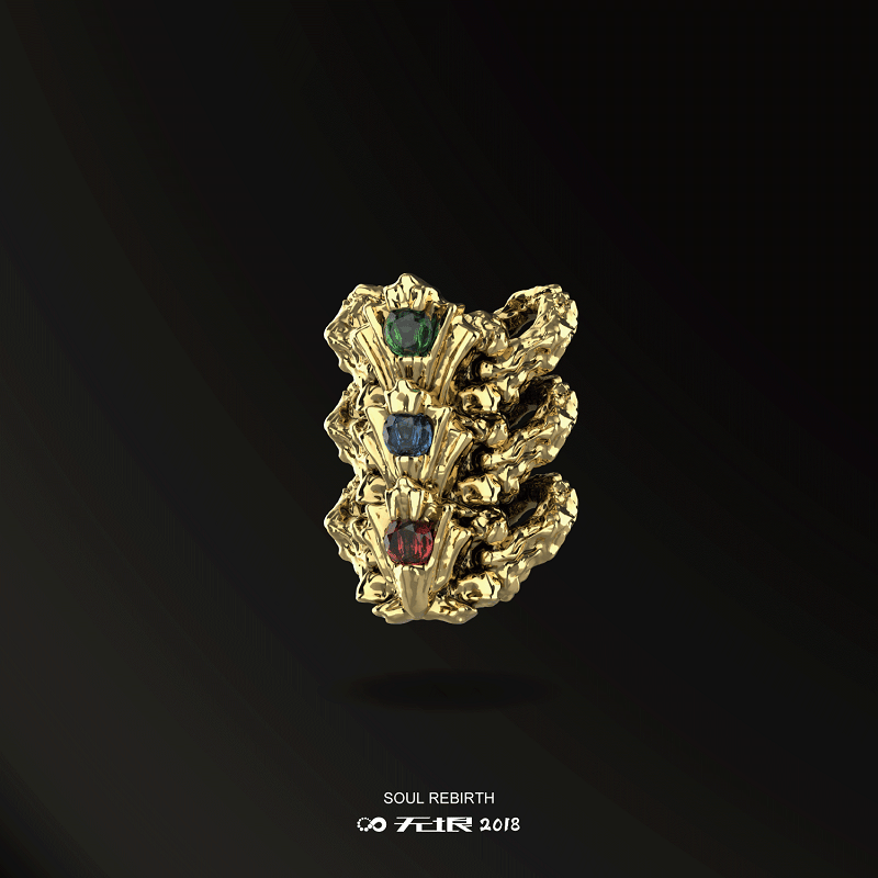 WUYIN无垠 新品文玩配饰-巨蛇脊椎.绳束 925银 镀金 复古个性