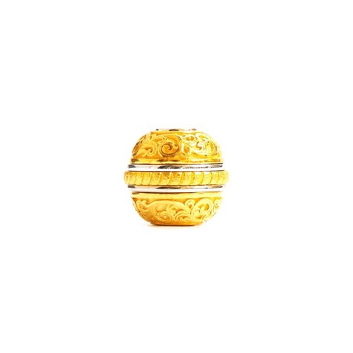s925纯银镀金图腾汉堡珠古法金 文玩珠串配珠文玩配饰diy配件隔珠