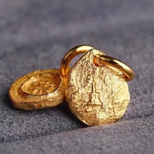 S925银镀金莲花小吊牌小提溜挂饰卡子侧挂 男女项链手串吊坠配饰