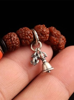 藏式文玩佛珠手串饰品侧挂纯银金刚铃杵配件diy金刚星月百香配饰