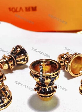 新款925银镀金做旧风暴佛塔饰品配件DIY手工编绳手串三通塔头配饰