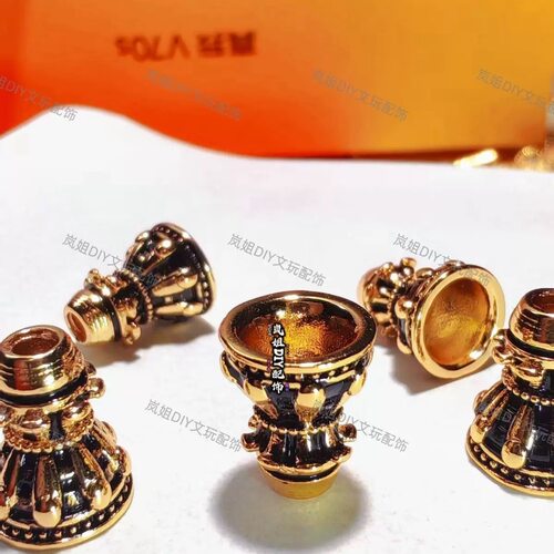 新款925银镀金做旧风暴佛塔饰品配件DIY手工编绳手串三通塔头配饰