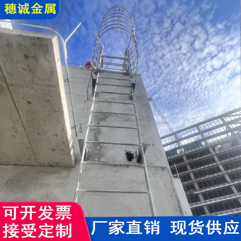 15j401金属热镀锌带安全护笼爬梯上屋面钢直梯304不锈钢爬梯护笼