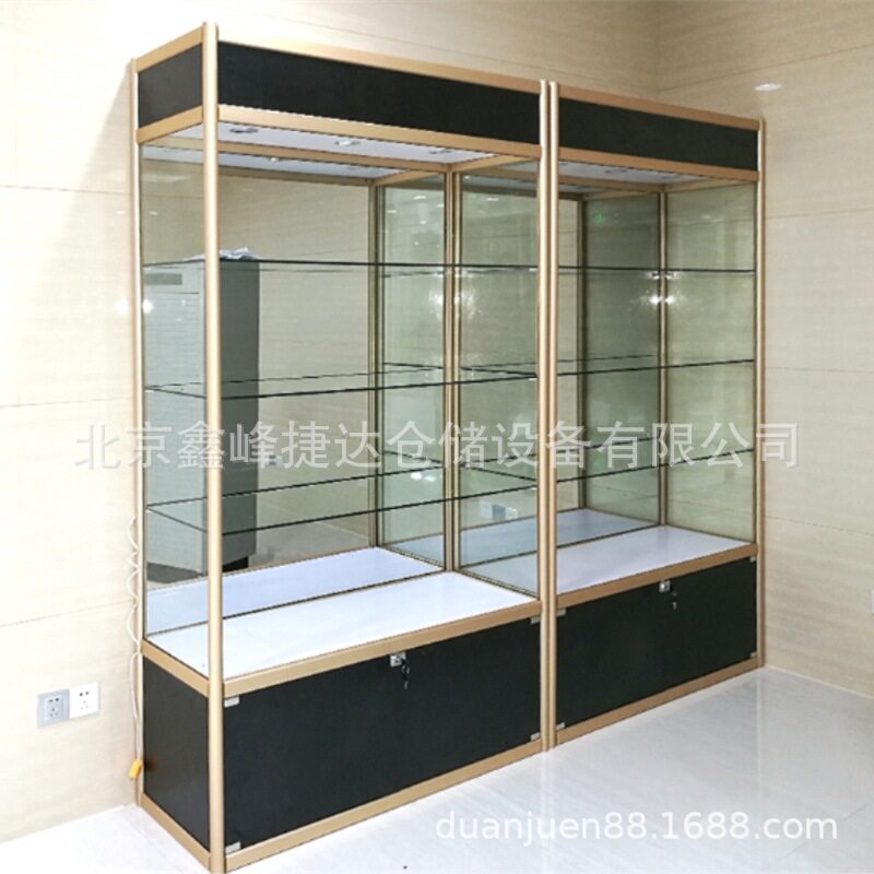 批发展示柜珠宝柜玻璃展柜钛合金展示柜家用透明防尘柜子酒柜带锁