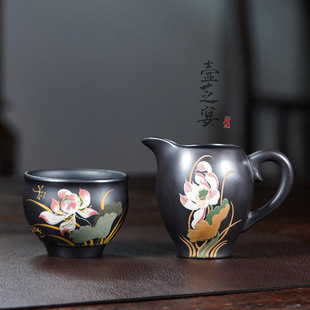 宜兴紫砂石黄黑泥紫砂公道杯套组茶具组合分茶器主人杯直播供货