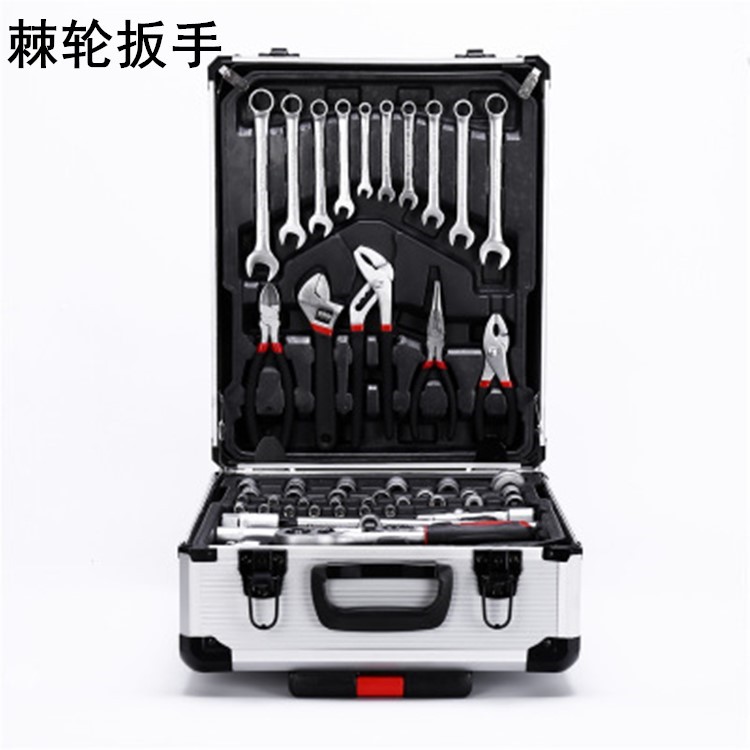 186件套铝箱组合工具 187拉杆箱组套工具套装棘轮扳手家用组合