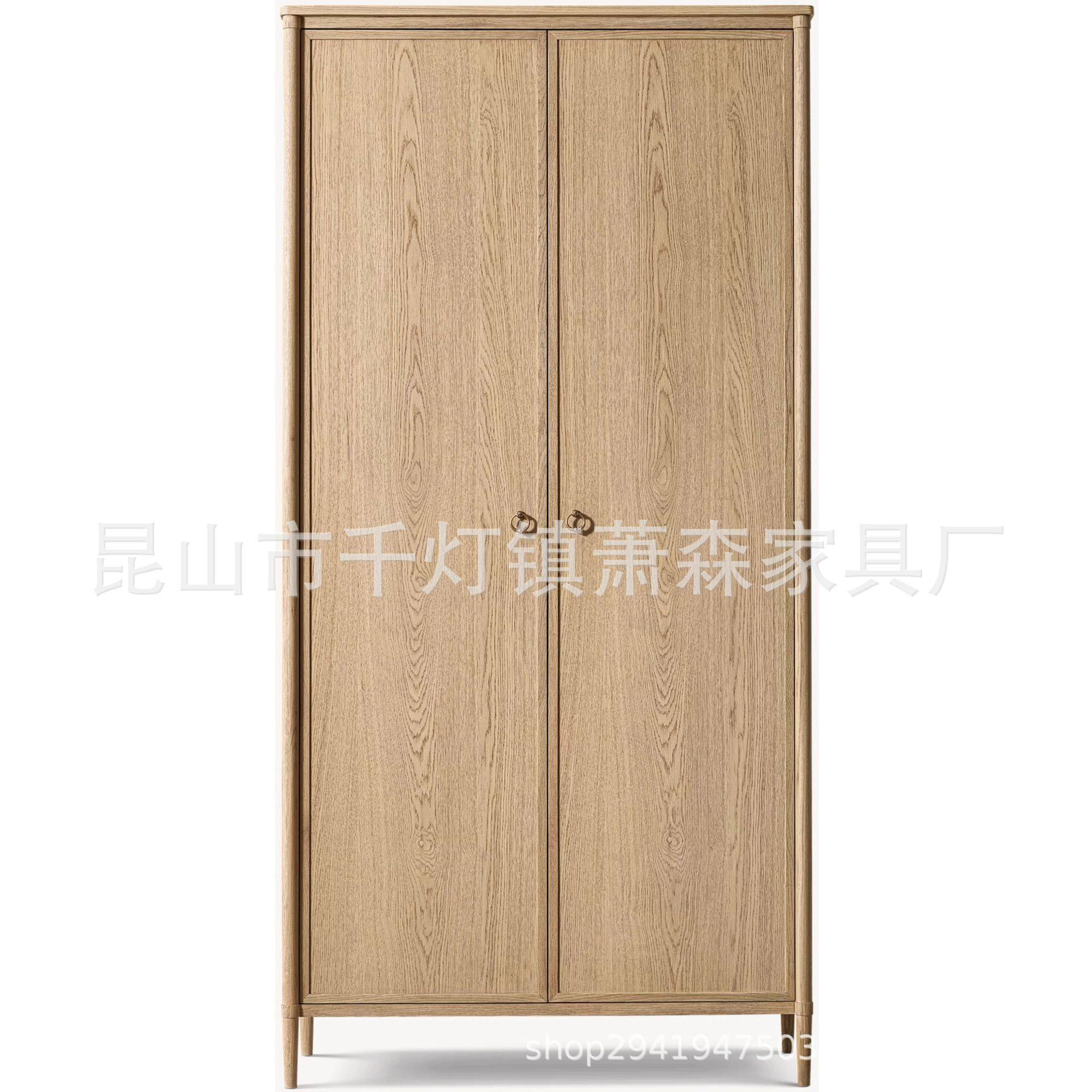 RH美式实木玻璃柜客厅简约复古展示柜书柜书橱法式双门衣柜酒柜