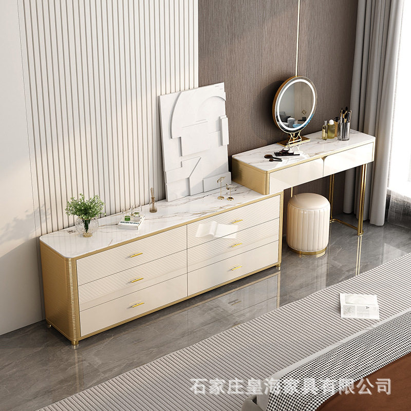 轻奢岩板梳妆台现代简约家用客厅大容量储物柜电视柜卧室储物柜子
