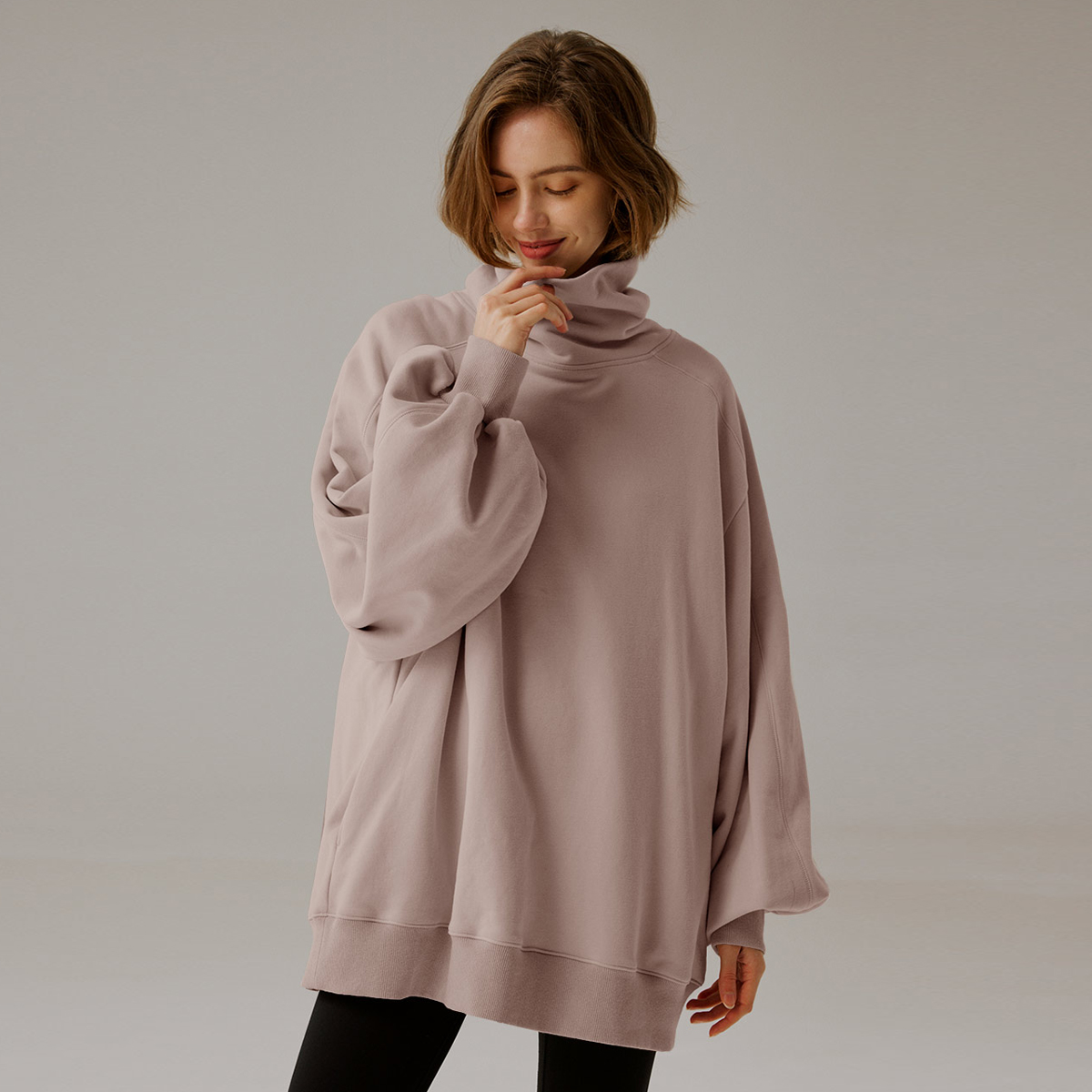 Nap Loungewear宽松高领卫衣女春秋季新款Oversize套头慵懒运动衫