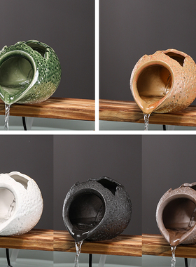 陶瓷开口陶罐流水摆件循环水鱼缸庭院花园造景古法养鱼过滤器配件