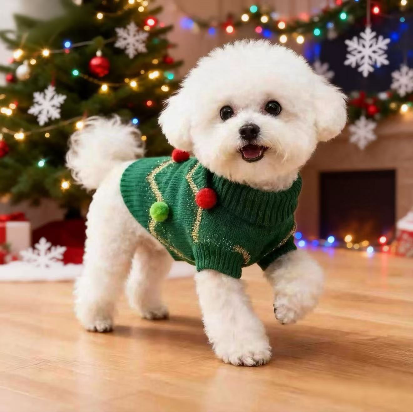 狗狗猫咪秋冬圣诞保暖毛衣比熊泰迪博美猫咪宠物秋冬装新年衣服