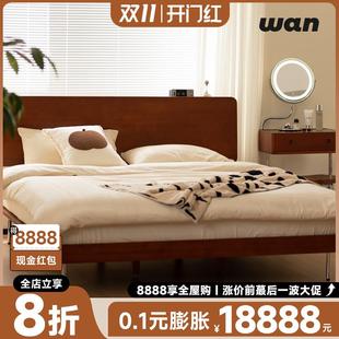 小万家具 实木床小户型无边床主次卧床复古黄杨木悬浮床榻榻米