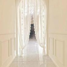 门帘隔断帘高级感轻奢风椭圆拱形门法式纱帘免打孔魔术贴穿杆窗纱