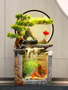 客厅假山流水鱼缸循环水景办公室前台吧台桌面玄关景观摆件装饰品