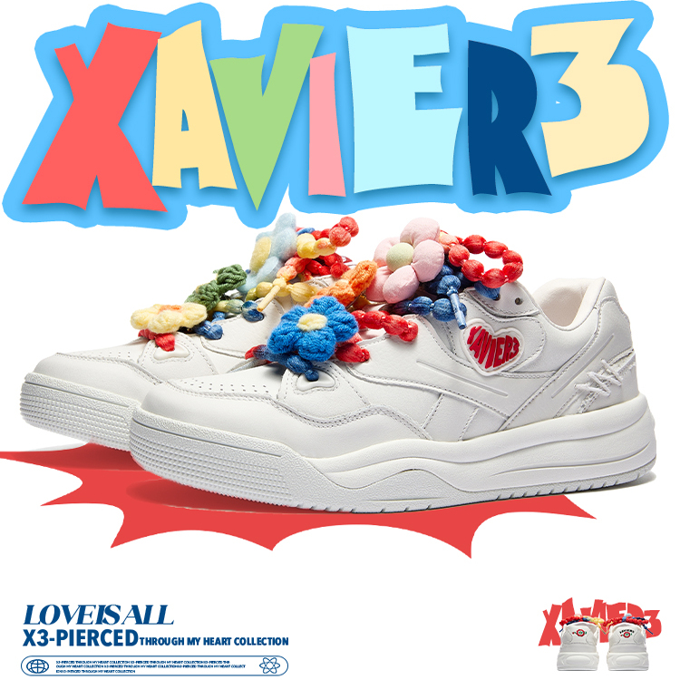 Xavier3鞋花牛皮小白鞋