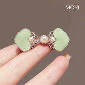 子腰大了改小调节扣别针裤 新中式 珍珠平安锁收腰扣裤 腰收紧神器女