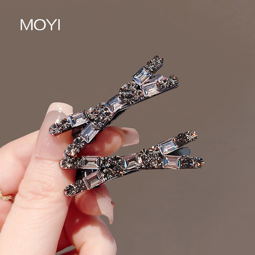 茉怡边夹合金精致水钻鸭嘴夹