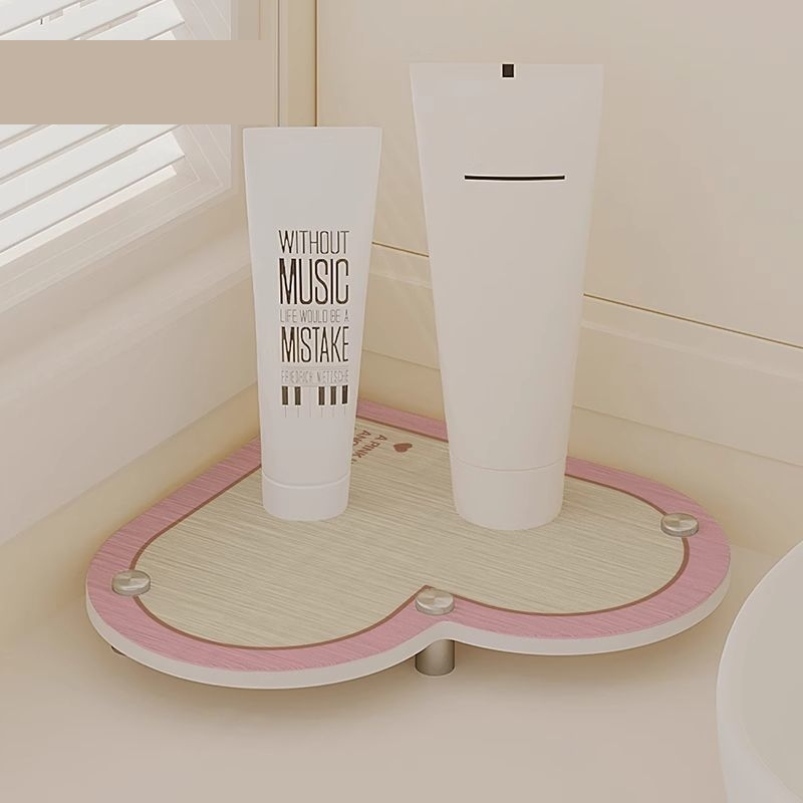 浴室台面心型托盘沥水垫洗手台洗漱垫牙刷置物垫吸水硬硅藻泥