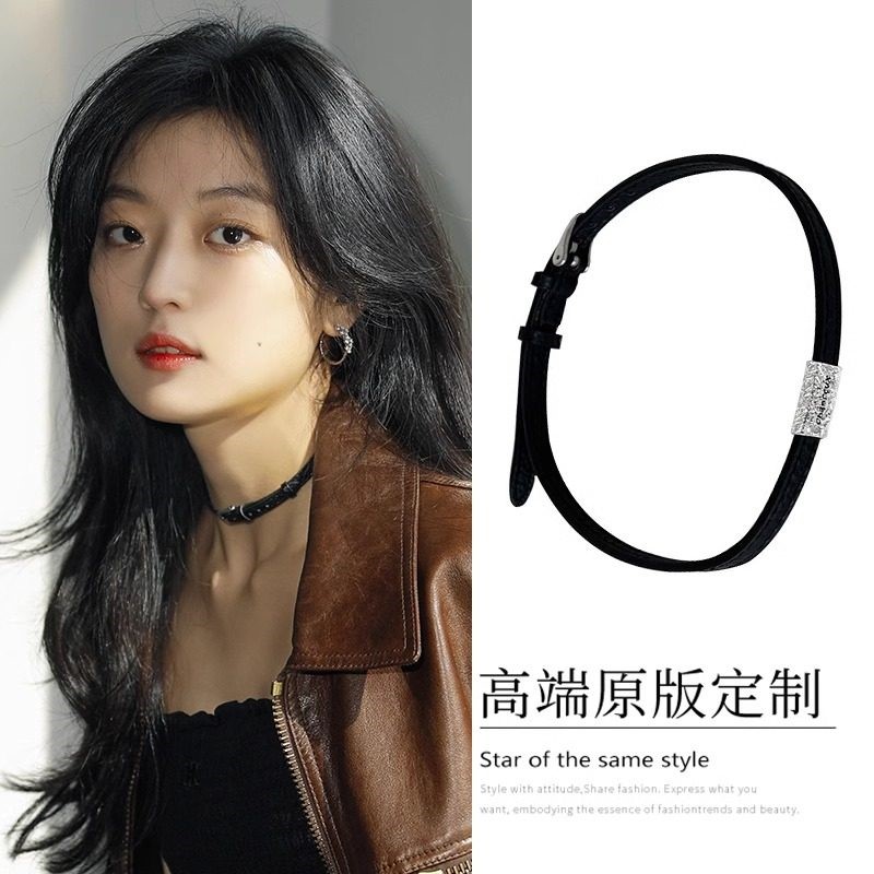 孙千陶姝娜同款项链choker辣妹黑皮绳项圈女颈带2026新款甜酷百搭