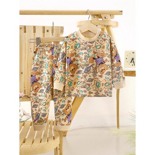 秋冬家居服童套装睡衣纯